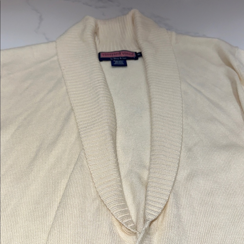 VINEYARD VINES~SIZE XL~SHAWL COLLARED LONG SWEATER WITH BELT~IVORY CHILLY DAY~ - Picture 4 of 16